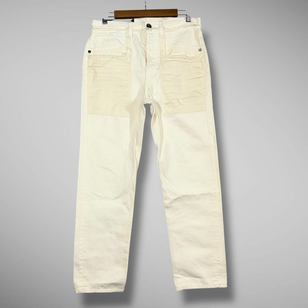 Helmut Lang Inside Out Oversized Boyfriend Jeans Womens‎ 25 Ivory Cream $345 NEW - Picture 3 of 12